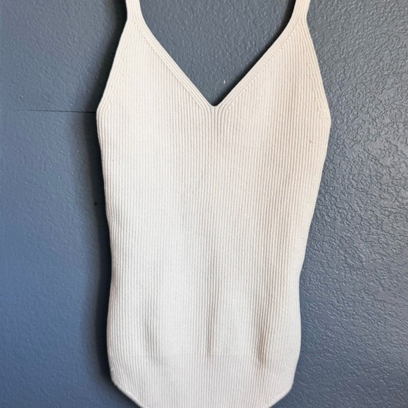 Abercrombie & Fitch Tops - Abercrombie & Fitch Cream Ribbed Fitted Bodysuit